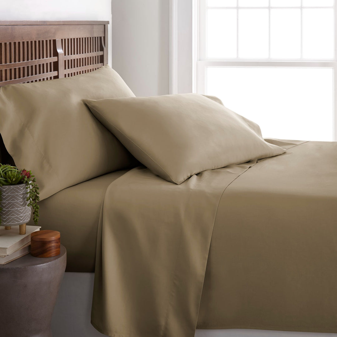 King or Cali King Bamboo Organic Sheet shops Set Taupe/Brown